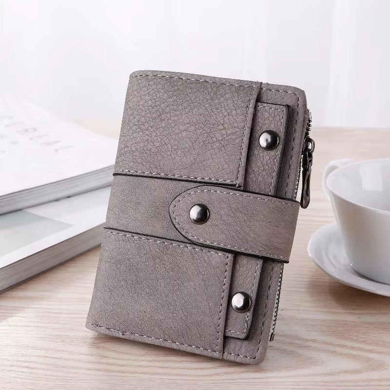 Women Wallet Simple Retro Rivets Short Wallet Coin Purse Card Holders Handbag for Girls Purse Small Wallet Ladies Bolsa Feminina